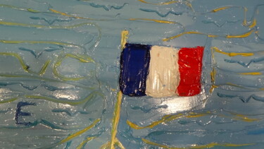 Pittura intitolato "le drapeau francais…" da Frederic Servian, Opera d'arte originale, Olio