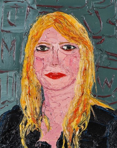 Schilderij getiteld "visage de femme blo…" door Frederic Servian, Origineel Kunstwerk, Olie