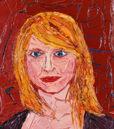 Pintura intitulada "visage feminin" por Frederic Servian, Obras de arte originais, Óleo