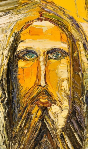 Peinture intitulée "visage du christ ja…" par Frederic Servian, Œuvre d'art originale, Huile