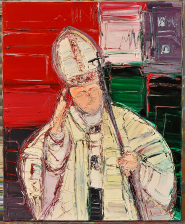 Pintura intitulada "le pape jean paul I…" por Frederic Servian, Obras de arte originais, Óleo