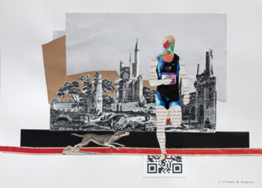 Collages titled "Jogging au château" by Frédéric Villbrandt, Original Artwork, Collages