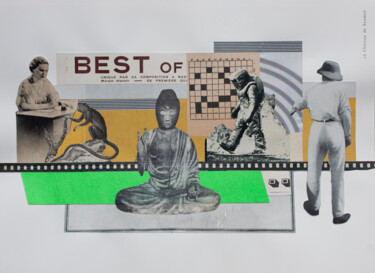 Collages getiteld "La leçon du Bouddha" door Frédéric Villbrandt, Origineel Kunstwerk, Collages