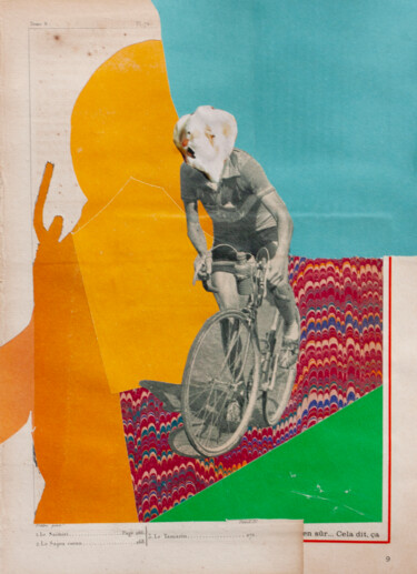 Collages intitolato "Cycliste" da Frédéric Villbrandt, Opera d'arte originale, Collages