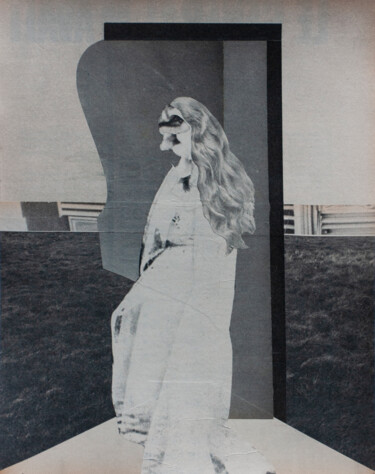 Collagen mit dem Titel "Dame en blanc" von Frédéric Villbrandt, Original-Kunstwerk, Collagen