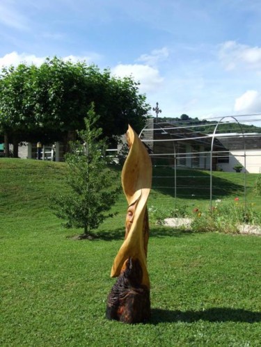 Scultura intitolato "Soudain, un élan" da Frédéric Boiron, Opera d'arte originale, Legno