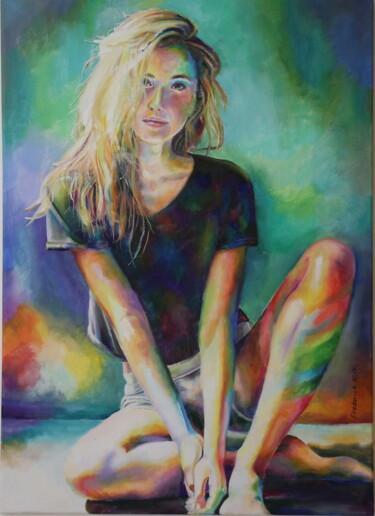 Painting titled "Pose II" by Frederick Gingell, Original Artwork, Oil Mounted on Wood Stretcher frame