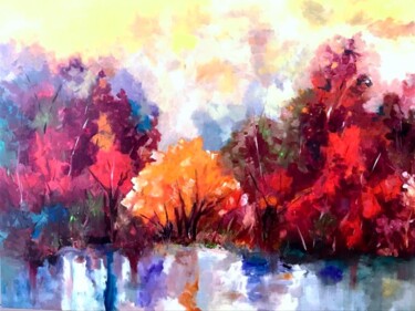 Painting titled "Central Park New Yo…" by Frederick Lyle Morris, Original Artwork, Oil