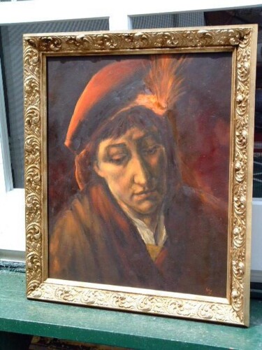 Painting titled "Thinking" by Frederick Lyle Morris, Original Artwork