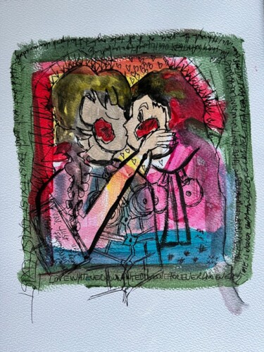 Painting titled "THE KISS" by Frédérick Meunier, Original Artwork, Acrylic Mounted on Other rigid panel