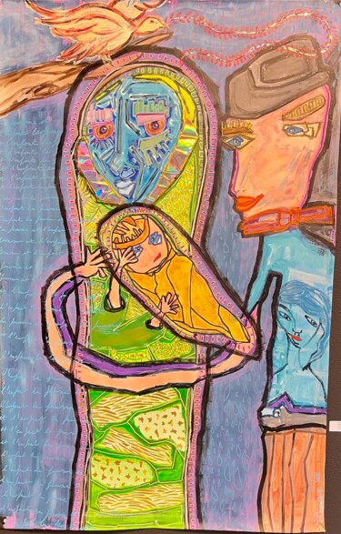 Malerei mit dem Titel "LA FEMME ET L'ENFANT" von Frédérick Meunier, Original-Kunstwerk, Acryl