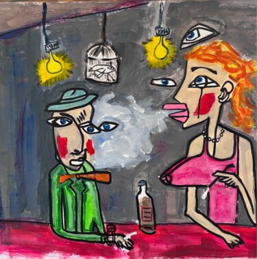 Painting titled "Drinking Bar" by Frédérick Meunier, Original Artwork, Acrylic