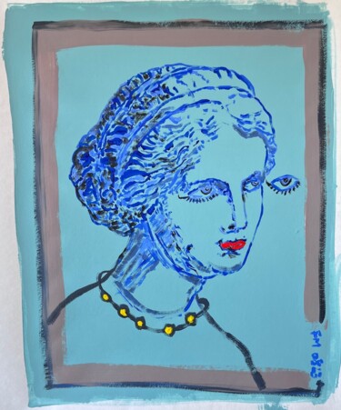 Malerei mit dem Titel "LadyBlue" von Frédérick Meunier, Original-Kunstwerk, Acryl