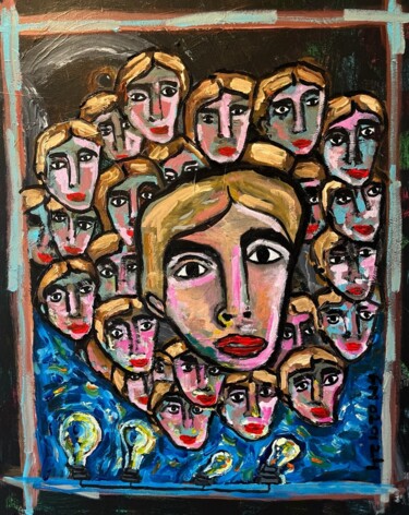 Painting titled "Les sentiments" by Frédérick Meunier, Original Artwork, Acrylic Mounted on Wood Stretcher frame