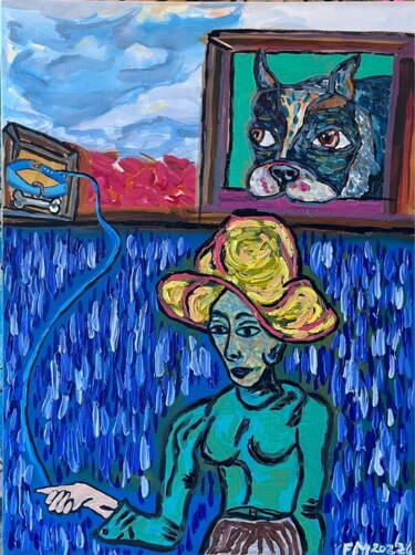 Pintura titulada "Le chien qui ne vou…" por Frédérick Meunier, Obra de arte original, Acrílico Montado en Bastidor de camill…