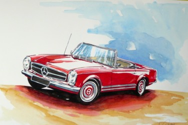 Painting titled "MERCEDES 230 SL pag…" by Federico De Muro, Original Artwork, Other