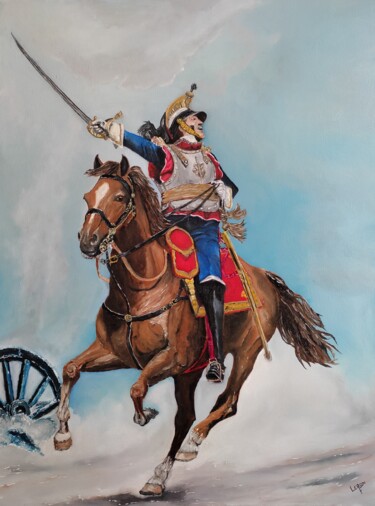 Pintura titulada "officier de cuirass…" por Frédéric Lebon, Obra de arte original, Oleo Montado en Bastidor de camilla de ma…