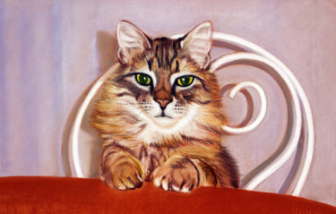 Painting titled "Le chat Réglisse" by Fred Mahieu, Original Artwork, Pastel