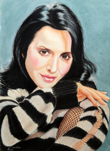 Schilderij getiteld "Andréa C" door Fred Mahieu, Origineel Kunstwerk, Pastel