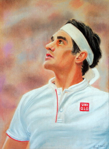 Painting titled "Le King Roger" by Fred Mahieu, Original Artwork, Pastel