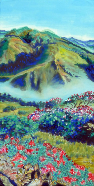 Painting titled "Montagne de Jade" by Ya-Hui Delpech, Original Artwork, Watercolor