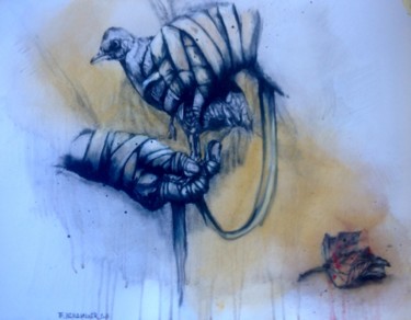 Dessin intitulée "La blessure (dessin…" par Frederik Bellanger, Œuvre d'art originale, Graphite