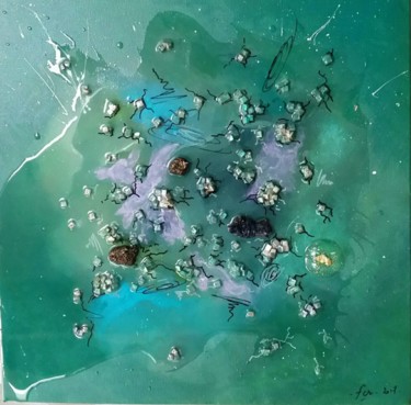 Peinture intitulée "Cosmos-2-The-Ocean" par Frédérique Chabin-Rivière, Œuvre d'art originale, Acrylique