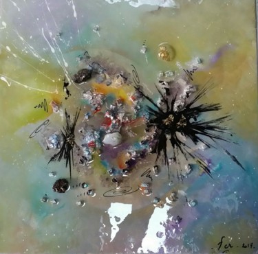 Malerei mit dem Titel "cosmos-3-splash." von Frédérique Chabin-Rivière, Original-Kunstwerk, Acryl