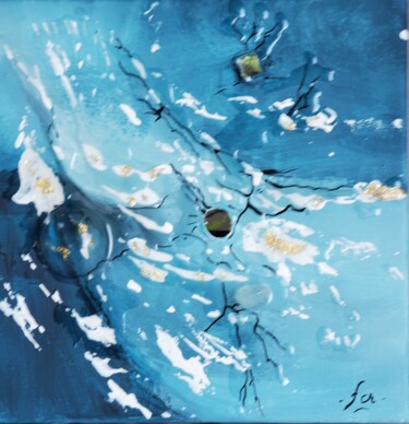 Malerei mit dem Titel "Série "Ice Blue "" von Frédérique Chabin-Rivière, Original-Kunstwerk, Acryl Auf Keilrahmen aus Holz m…