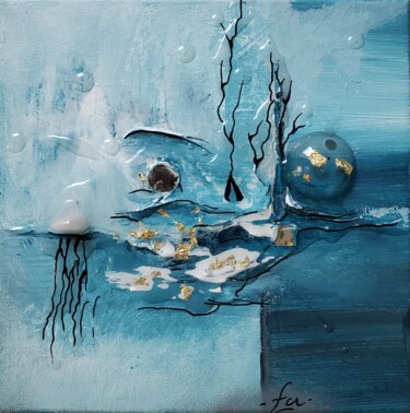 Painting titled "Série "Ice Blue "3" by Frédérique Chabin-Rivière, Original Artwork, Acrylic Mounted on Wood Stretcher frame