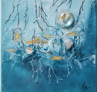 Painting titled "Série "Ice Blue "5" by Frédérique Chabin-Rivière, Original Artwork, Acrylic Mounted on Wood Stretcher frame