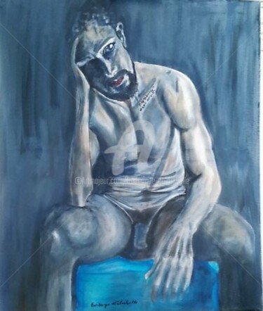 Painting titled "nu-homme.jpg" by Frederique Colombelle, Original Artwork, Acrylic