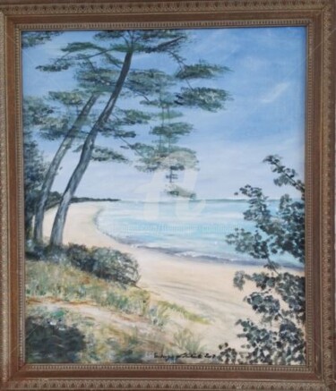 Painting titled "plage-ile-doleron-5…" by Frederique Colombelle, Original Artwork