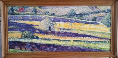 Painting titled "paysage-herault-le-…" by Frederique Colombelle, Original Artwork, Acrylic