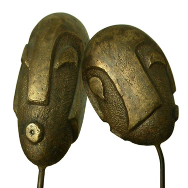 Escultura intitulada "double face" por Frederique De Meester, Obras de arte originais, Bronze