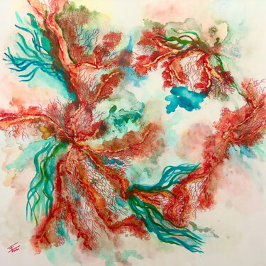 Peinture intitulée "Corail Rouge" par Frédérique Fabri, Œuvre d'art originale, Acrylique