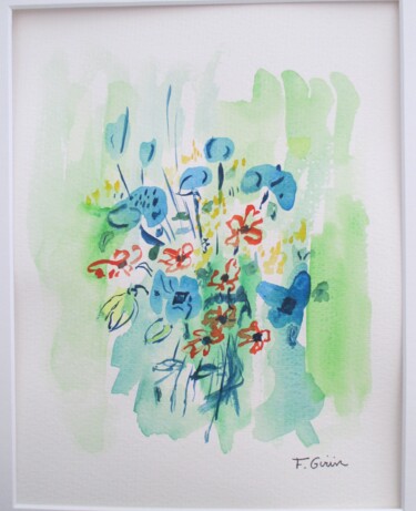 Картина под названием "Au vert !" - Frédérique Girin, Подлинное произведение искусства, Акварель Установлен на плексиглас