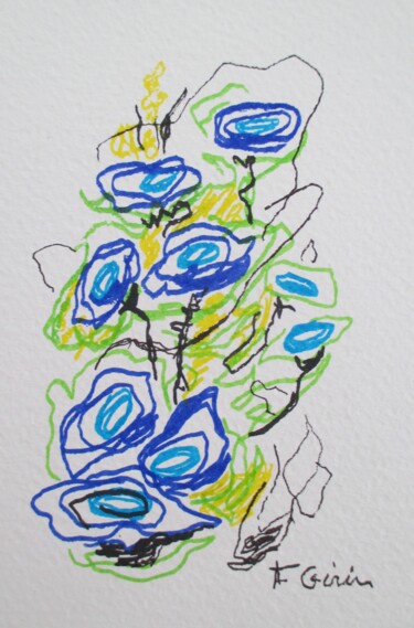 Painting titled "Fleurs huitres" by Frédérique Girin, Original Artwork, Watercolor Mounted on Plexiglass