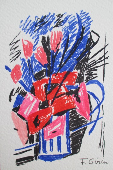 Рисунок под названием "Colère #artistsuppo…" - Frédérique Girin, Подлинное произведение искусства, Гелевая ручка Установлен…