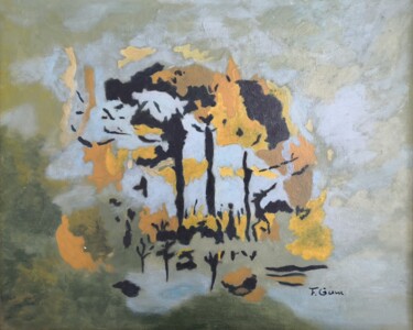 Painting titled "Brume #artistsuppor…" by Frédérique Girin, Original Artwork, Acrylic Mounted on Wood Panel