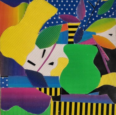Collages intitulée "La parade" par Frédérique Girin, Œuvre d'art originale, Collages Monté sur Châssis en bois