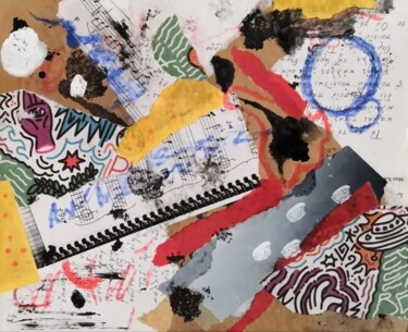 Collages intitulée "Heures d'étude" par Frédérique Girin, Œuvre d'art originale, Collages Monté sur Carton