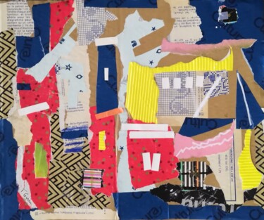 Collages intitulée "En partance" par Frédérique Girin, Œuvre d'art originale, Collages Monté sur Châssis en bois