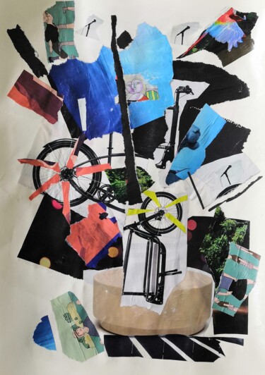 Collages titled "Recyclage" by Frédérique Girin, Original Artwork, Collages Mounted on Glass
