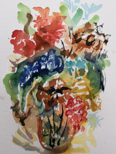 Painting titled "Echevelé" by Frédérique Girin, Original Artwork, Watercolor