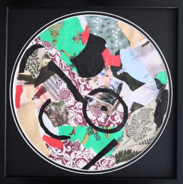 Collages titled "A vélo" by Frédérique Girin, Original Artwork, Collages Mounted on Glass