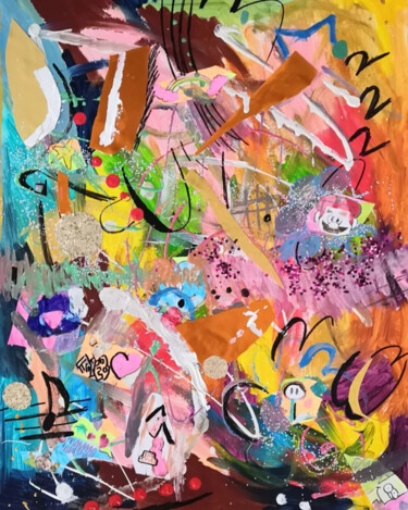 Картина под названием "Aux couleurs de l'e…" - Frédérique Girin, Подлинное произведение искусства, Акрил Установлен на Дерев…
