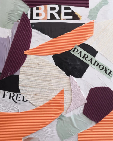 Collages titulada "Libre" por Frédérique Girin, Obra de arte original, Collages Montado en Vidrio