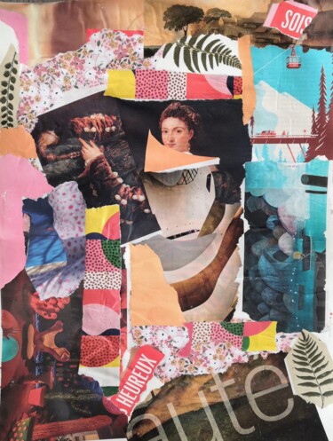 Collages getiteld "Patchwork" door Frédérique Girin, Origineel Kunstwerk, Collages Gemonteerd op Plexiglas
