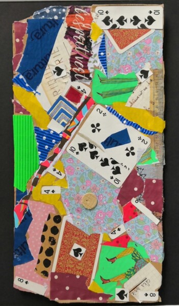 Colagens intitulada "Abstraction cubiste…" por Frédérique Girin, Obras de arte originais, Colagens Montado em Plexiglass
